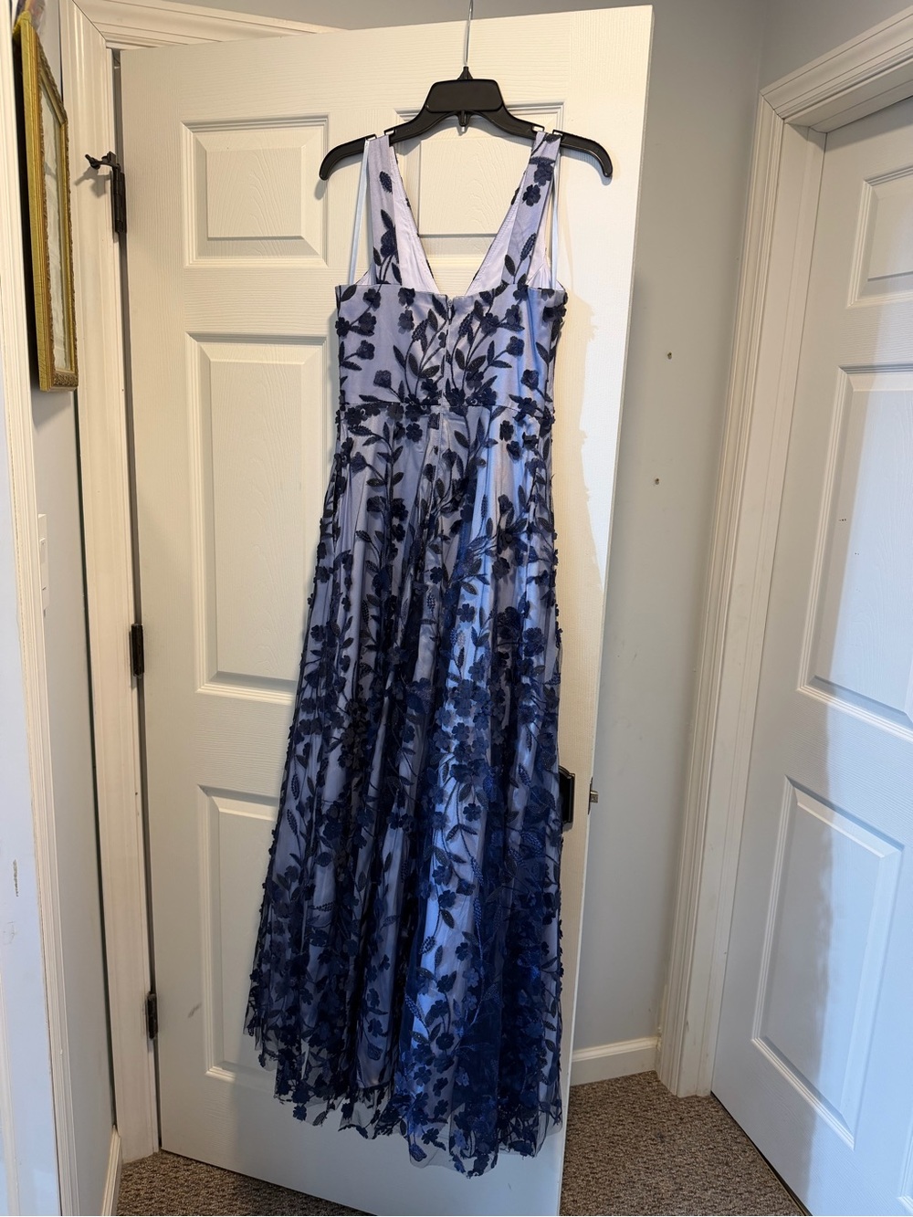 Elegant Deep Purple/ Navy Floral Lace Maxi Dress